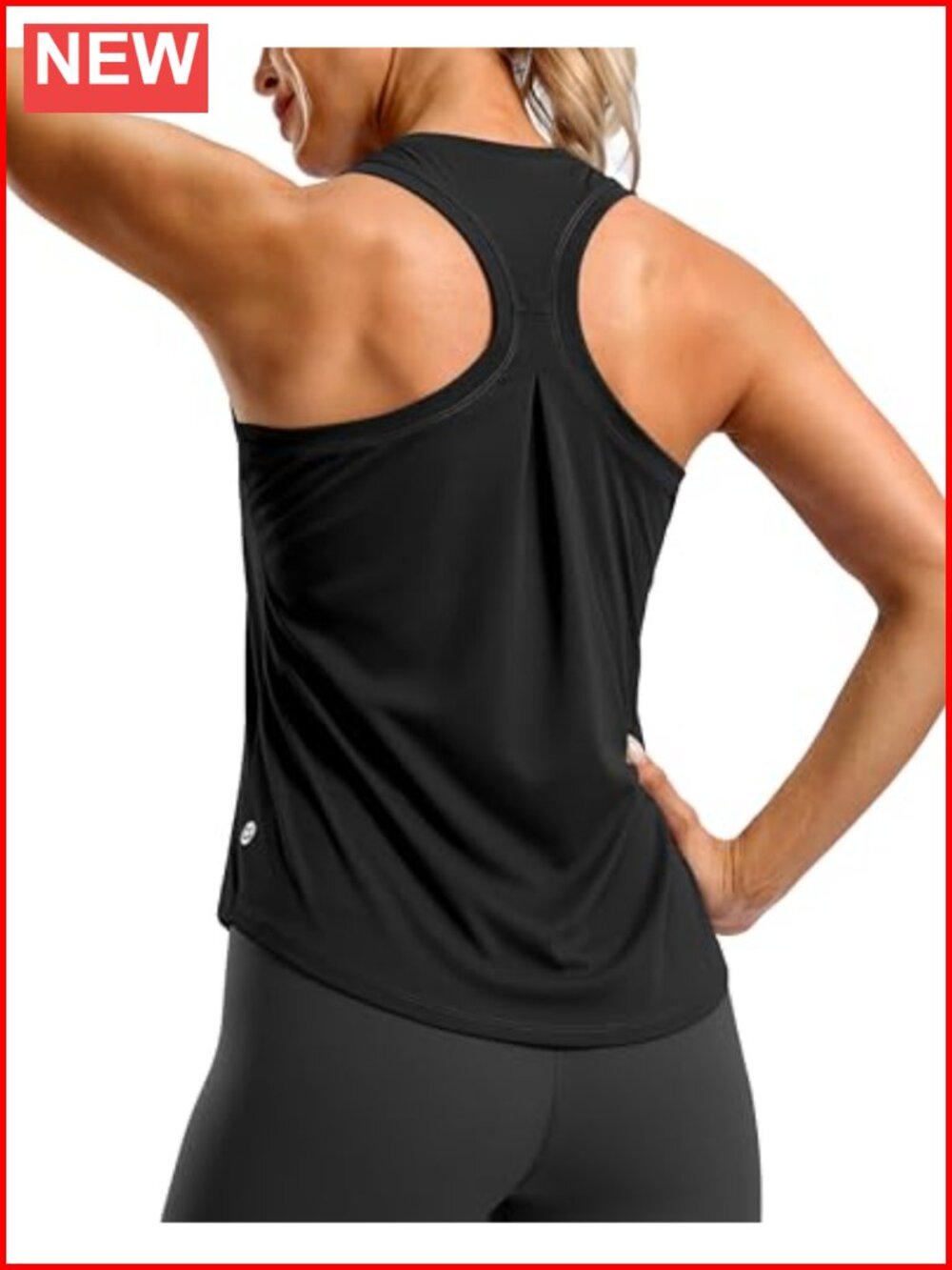 Pleated Racerback Athletic Workout Tank Top High-Low Curved Hem